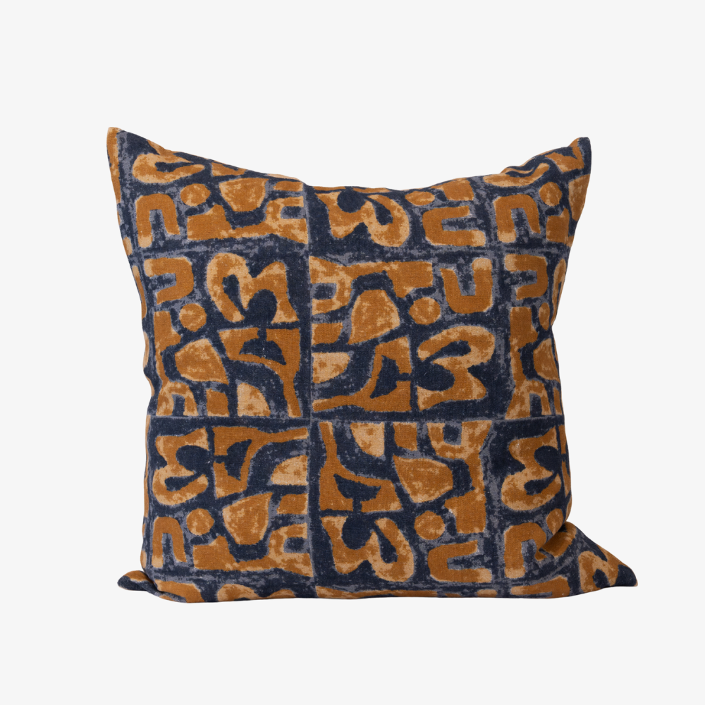 PeeKay Cushion – Blue & Mustard