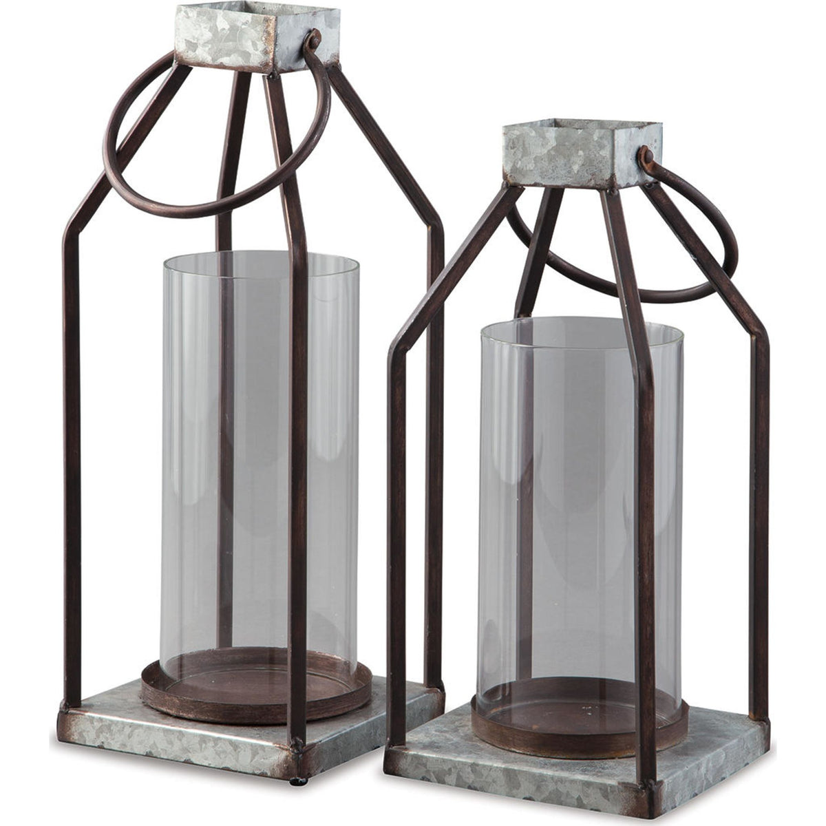 Diedrick Galvanised Metal Lanterns (Set of 2)