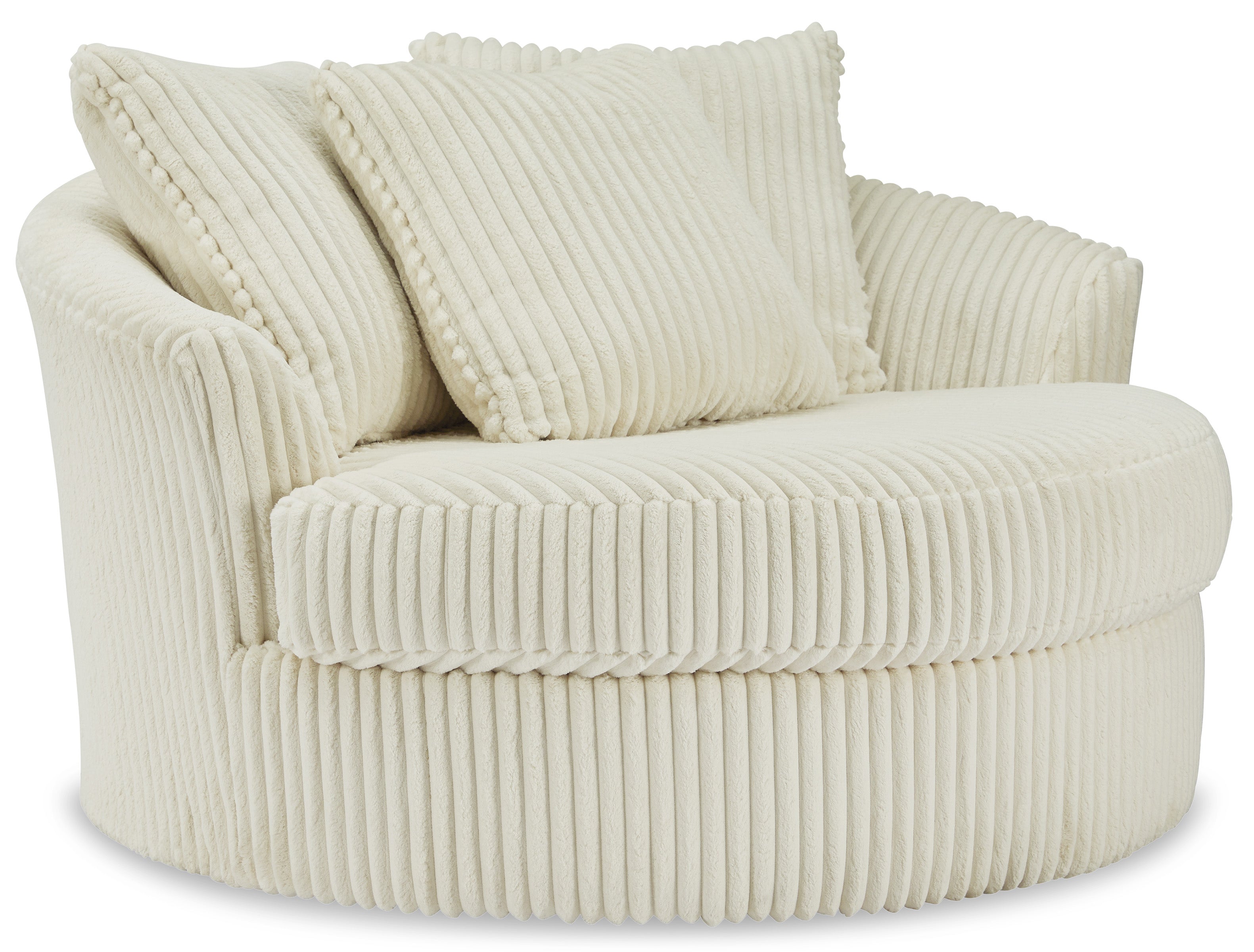 Lindyn Oversized Swivel Chair Ivory Fabric