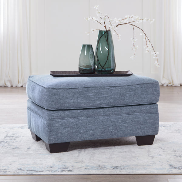 Carissa Manor Ottoman in Denim Performance Fabric