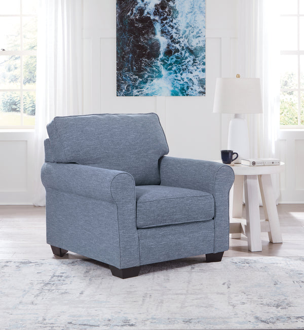 Carissa Manor Chair in Denim Performance Fabric