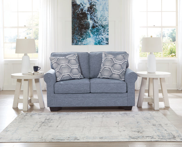 Carissa Manor Loveseat in Denim Performance Fabric
