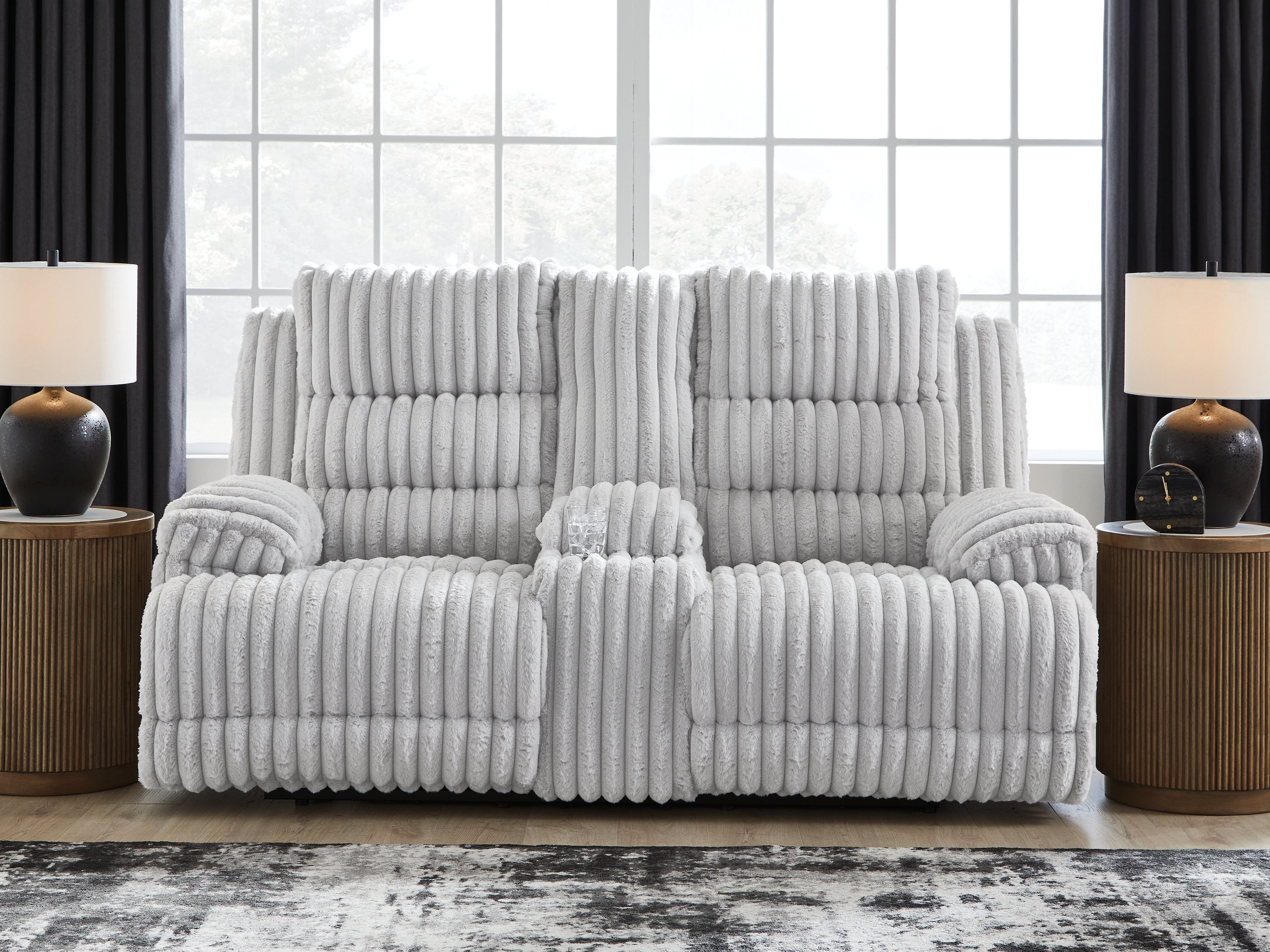Technique Power Reclining Loveseat with Console – Alloy