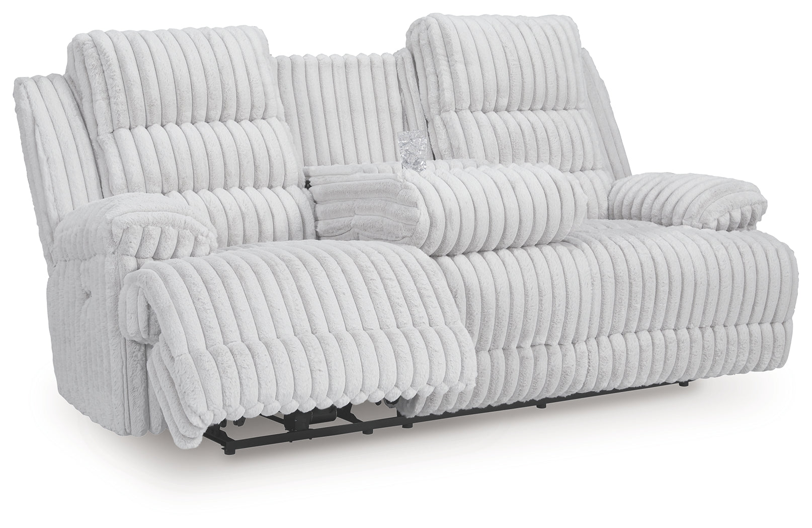 Technique Power Reclining Sofa with Drop-Down Table – Alloy