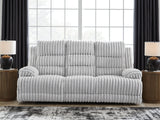 Technique Power Reclining Sofa with Drop-Down Table – Alloy