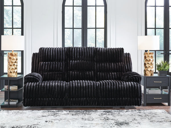 Technique Power Reclining Sofa with Drop-Down Table – Onyx
