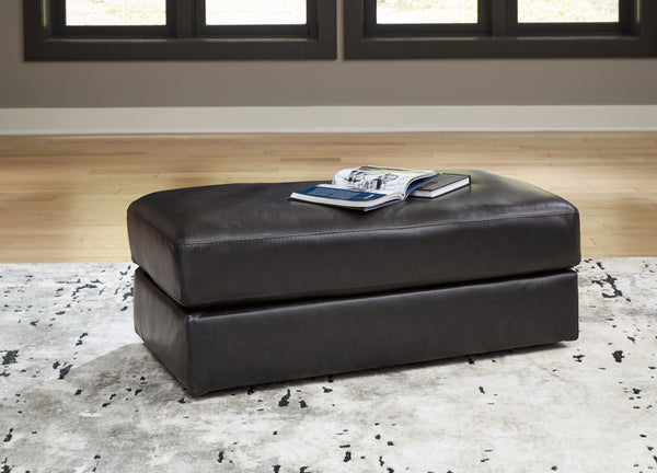 Amiata Leather Ottoman – Onyx Black