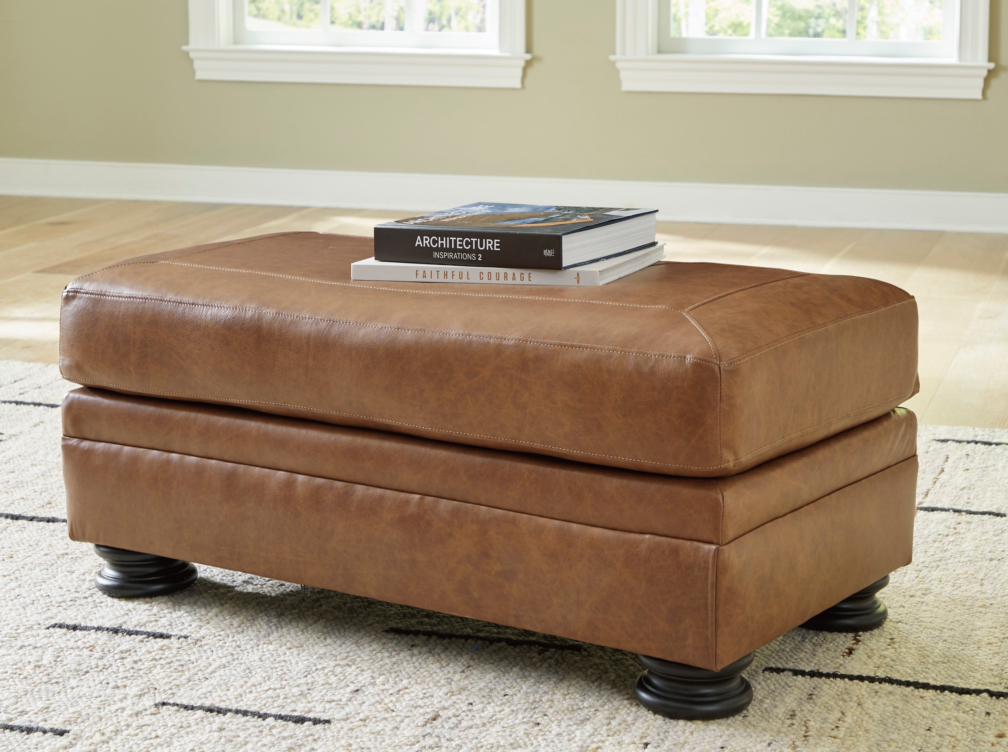 Carianna Ottoman Caramel Leather