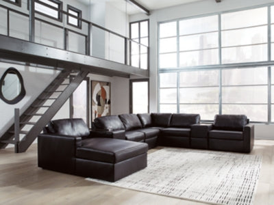ModMax II Premium 8-Piece Leather Modular Chaise Sectional with Storage Consoles Left-Arm Facing
