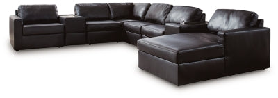 ModMax II Premium 8-Piece Leather Modular Chaise Sectional with Storage Consoles Right-Arm Facing