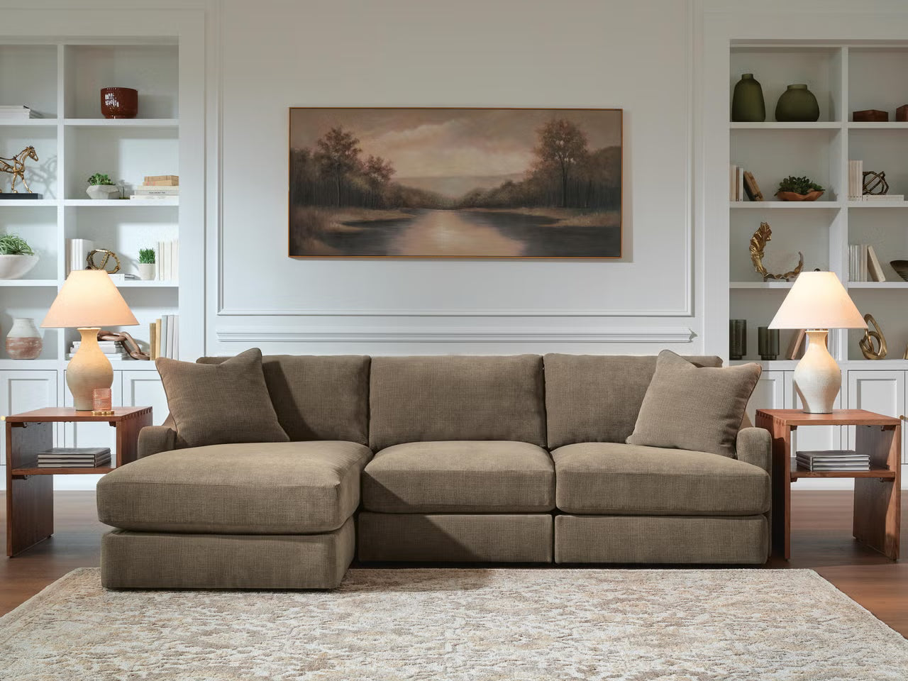 Ella Grove 3 Seater Chaise Sectional - Coffee