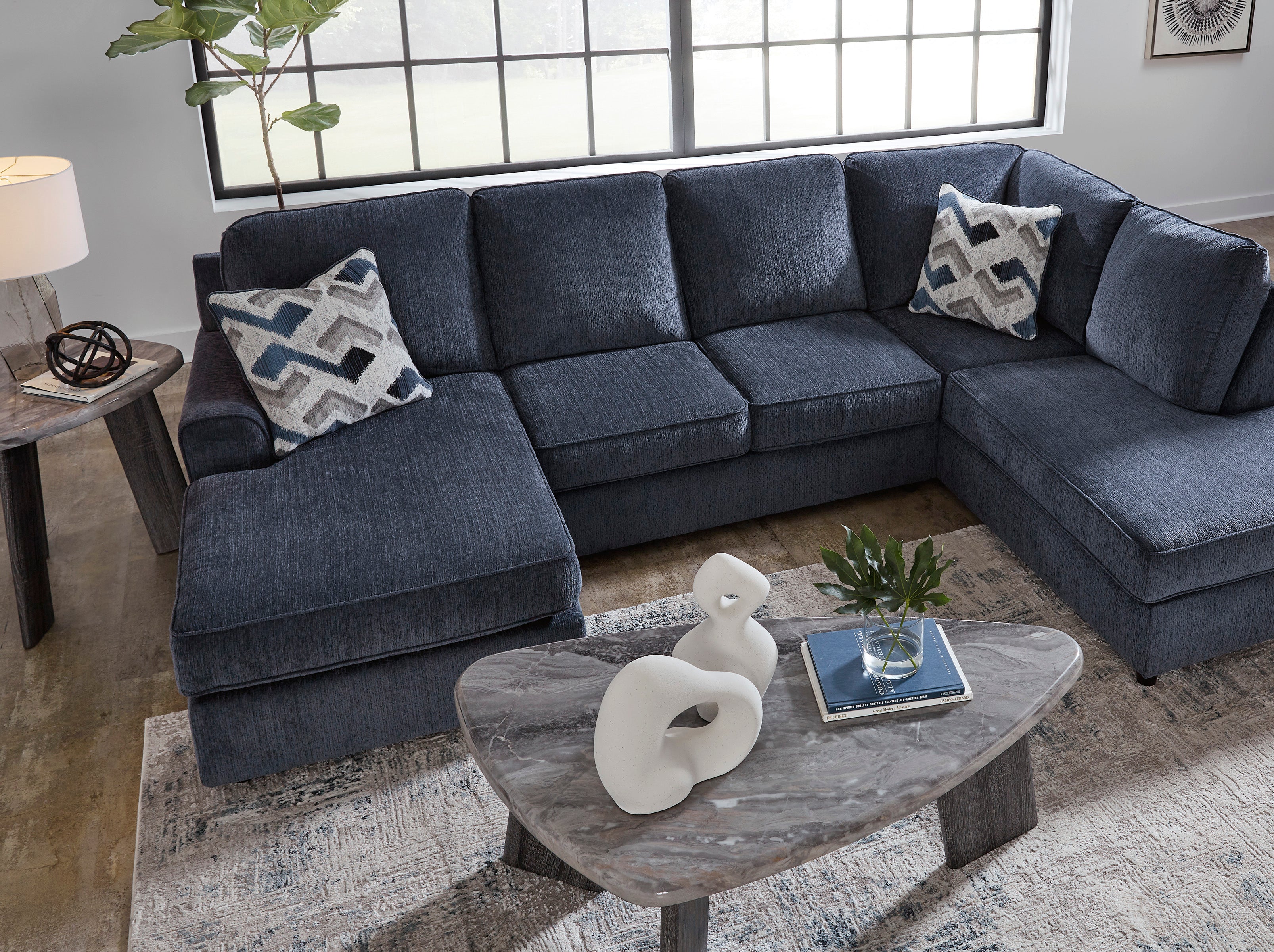 Albar Place Left Arm Corner Chaise Cobalt Fabric