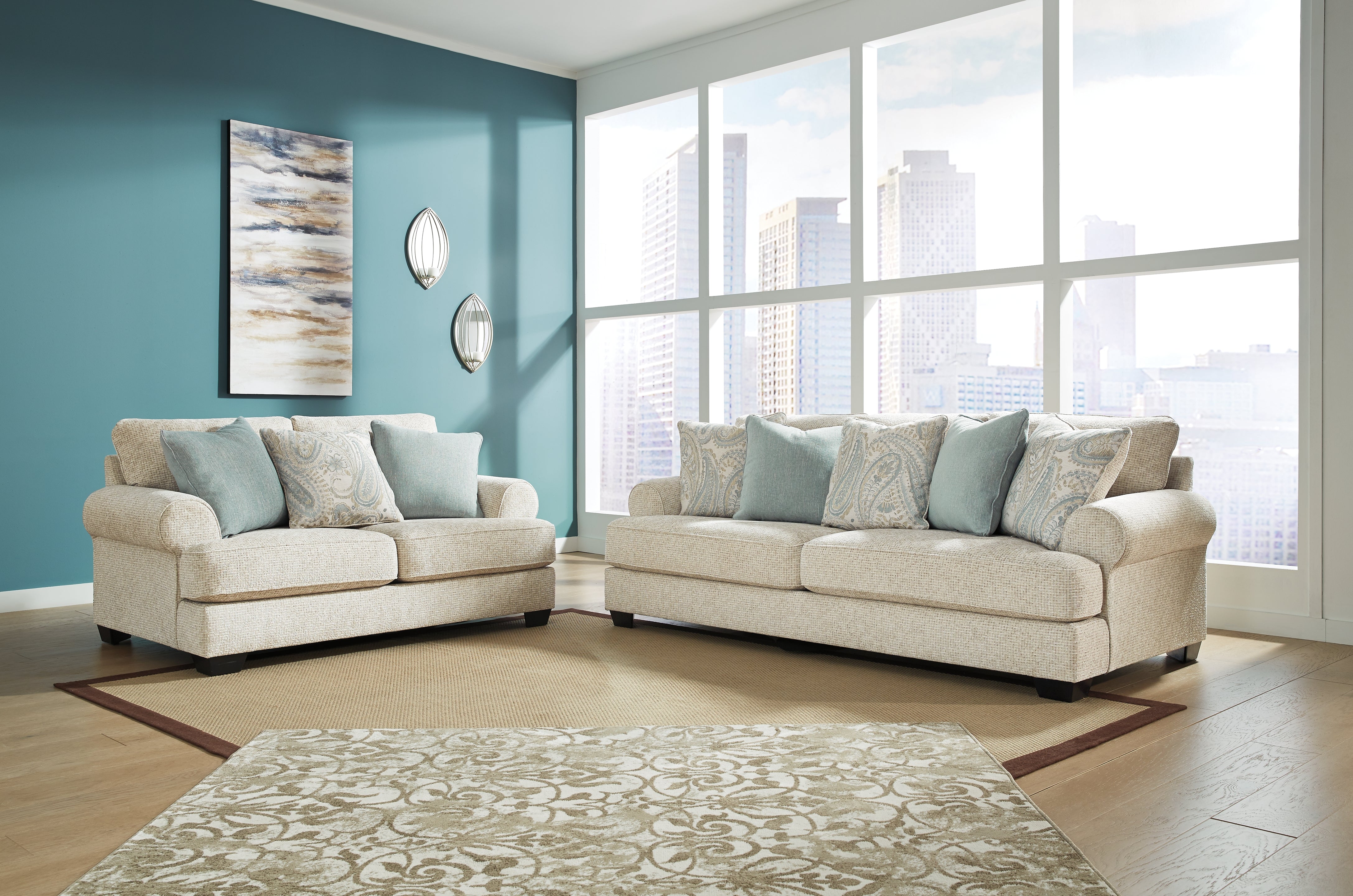 Monaghan 3+2 Seater Sofa Pair in Sandstone