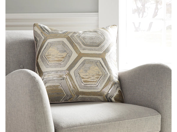 Meiling Geometric Accent Pillow – Metallic Neutral