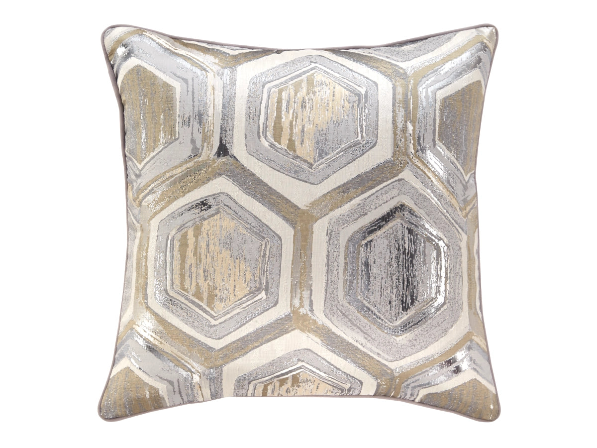 Meiling Geometric Accent Pillow – Metallic Neutral