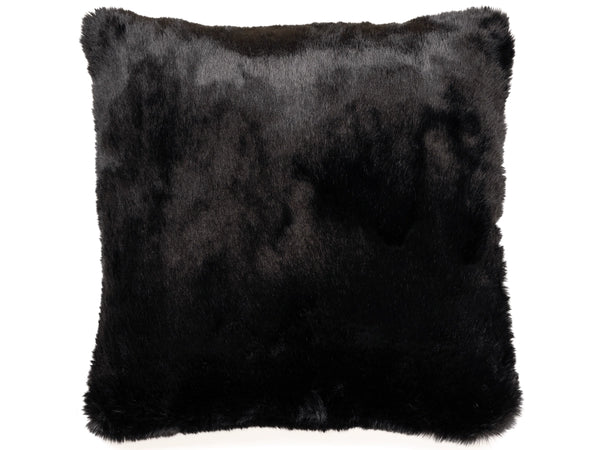 Gariland Faux Rabbit Fur Accent Pillow – Black