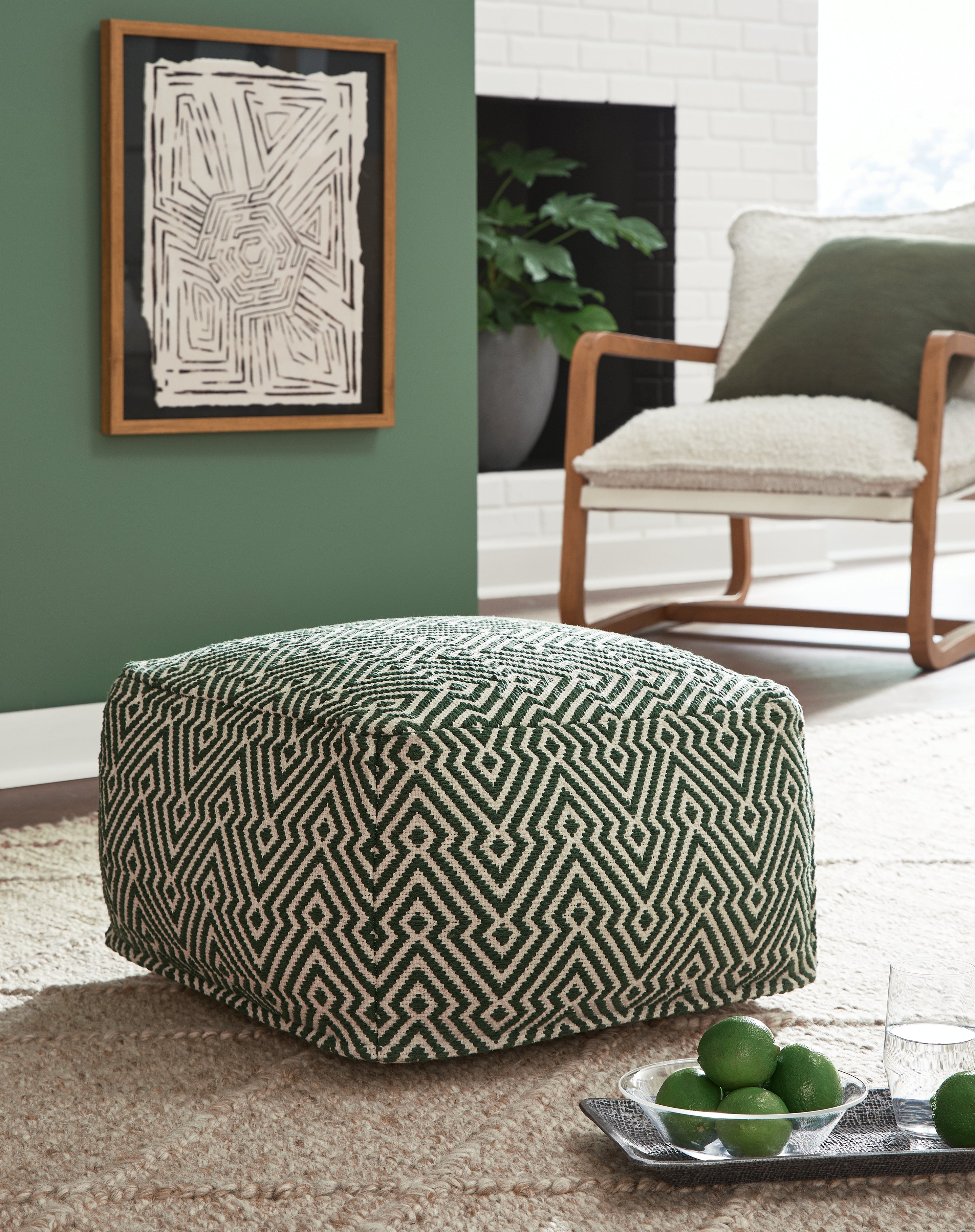 Abacy Green Ivory Pouf