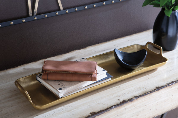 Posy Rectangular Gold Finish Decorative Tray