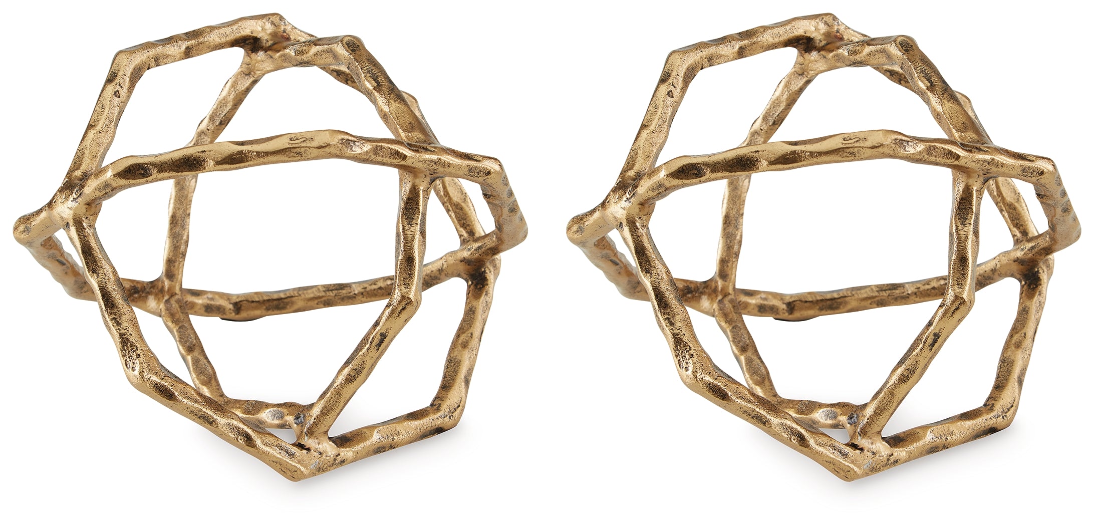 Laddington Geometric Ring Sculptures – Set of 2 (Antique Brass)
