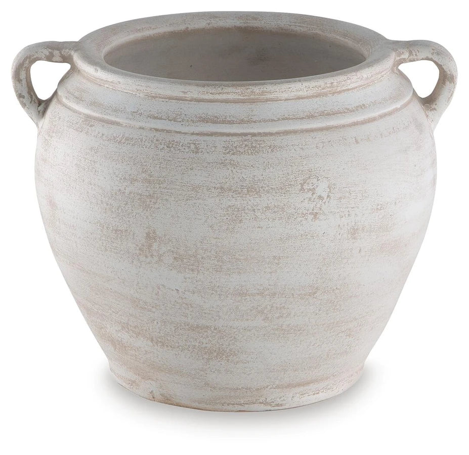 Meadie Terracotta Small Vase - Distressed White