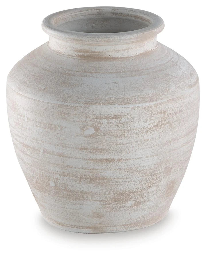 Meadie Terracotta Large Vase - Distressed White