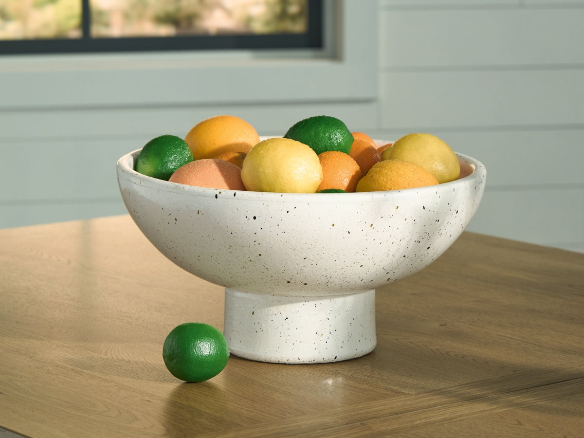 Dallinworth Glazed Terra Cotta Pedestal Bowl – White Speckle