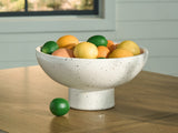 Dallinworth Glazed Terra Cotta Pedestal Bowl – White Speckle