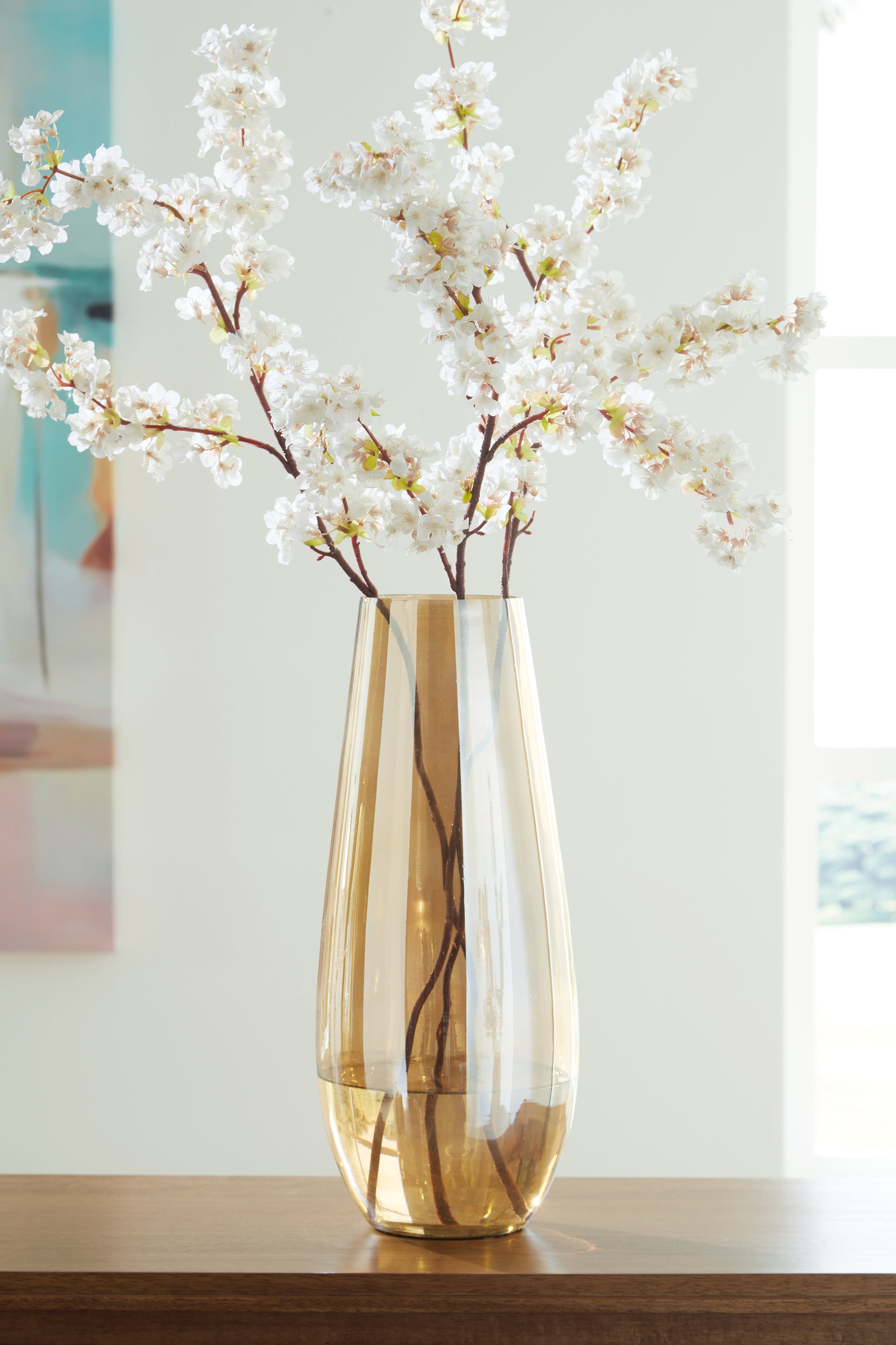 Rhettman Large Glass Vase in Amber Finish