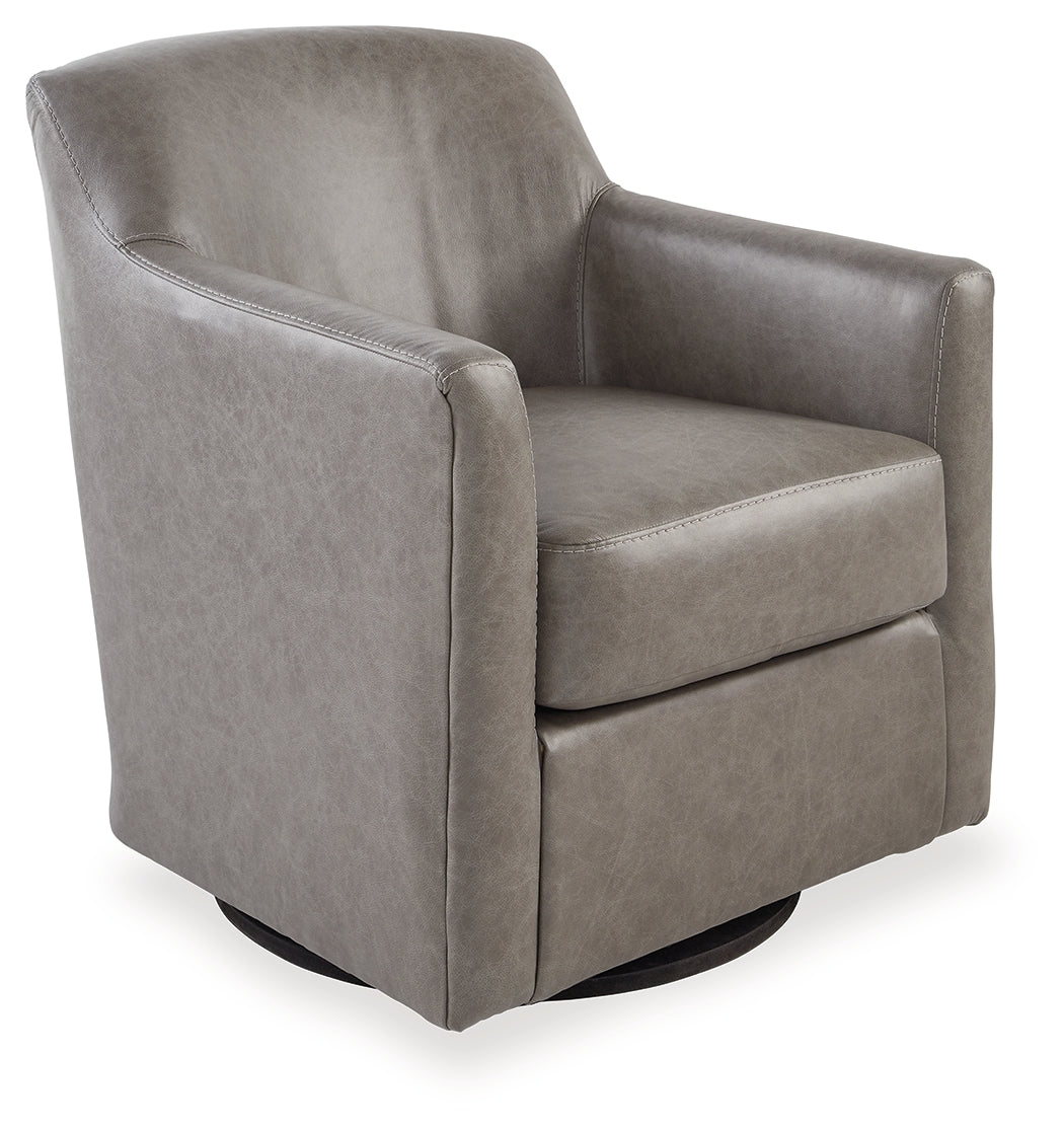 Bradney Swivel Accent Chair – Fossil Leather Blend