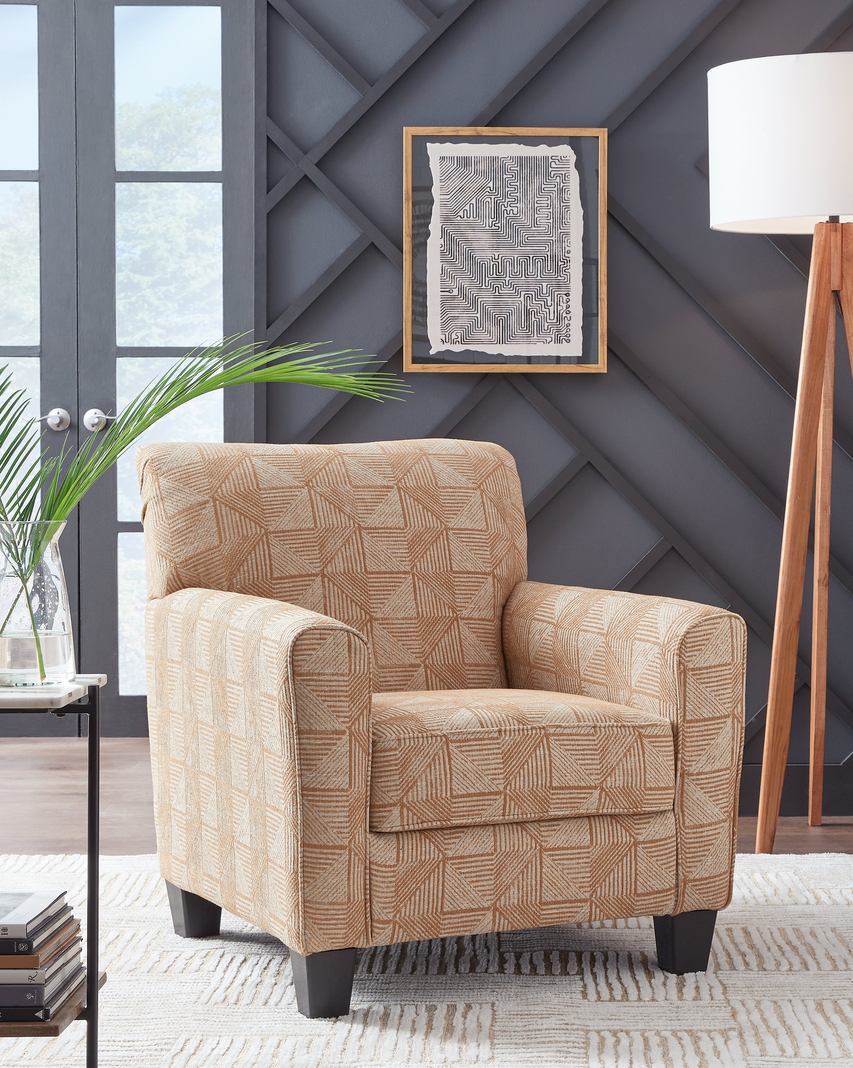 Hayesdale Accent Chair – Amber Geometric Upholstery