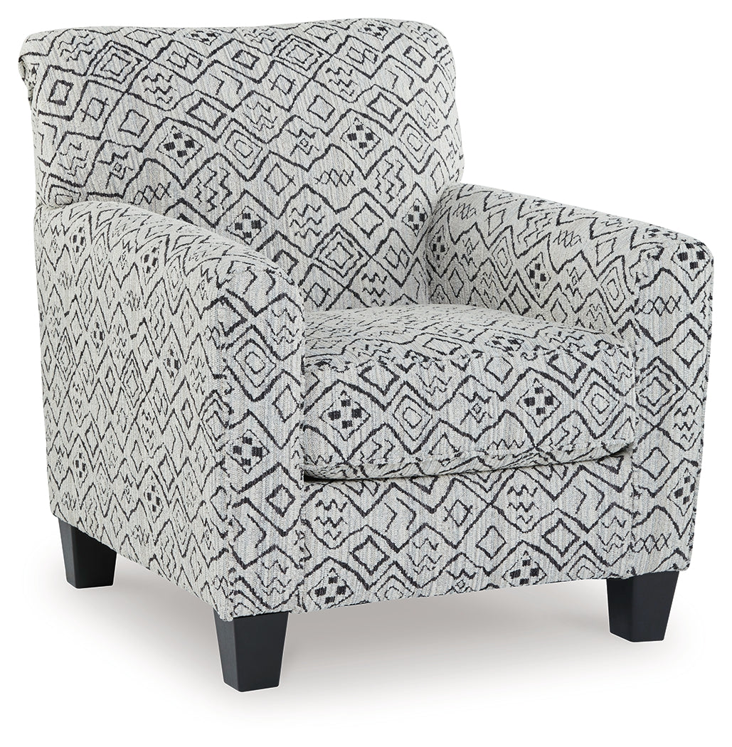 Hayesdale Accent Chair – Black & Cream Patterned Fabric