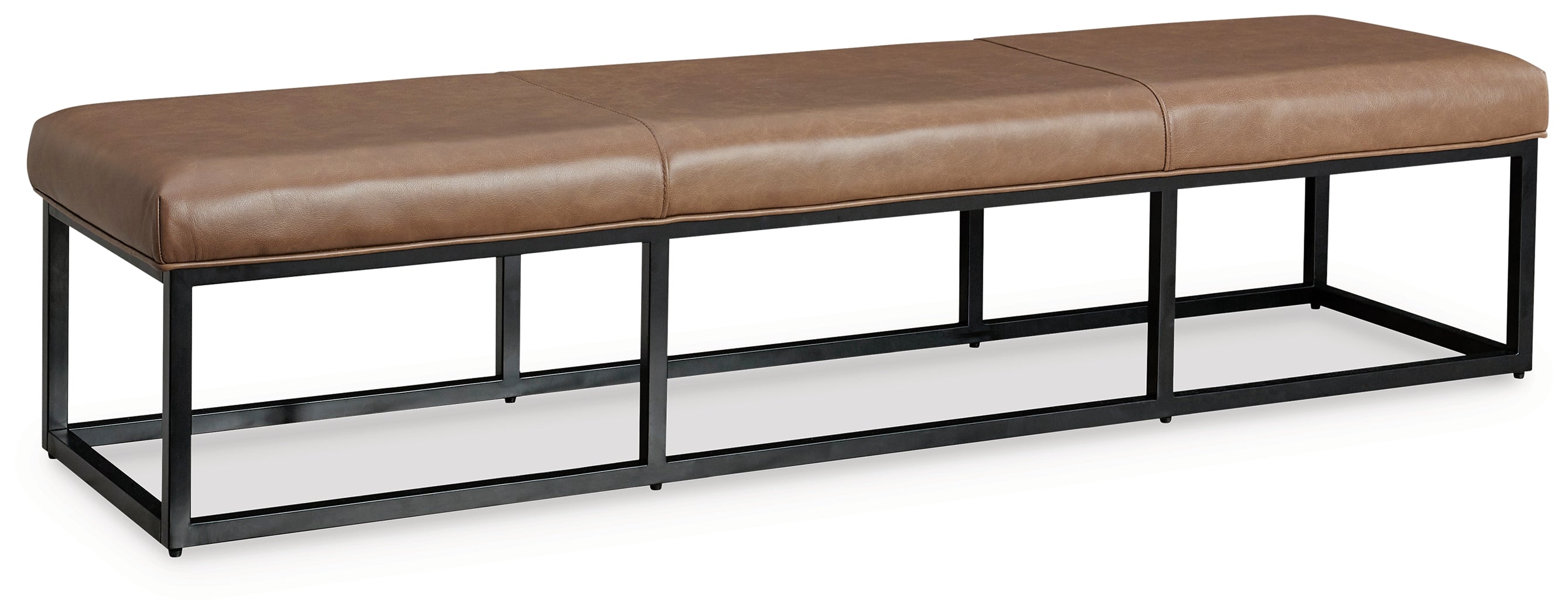 Joston Leather Accent Bench – Caramel & Black Metal