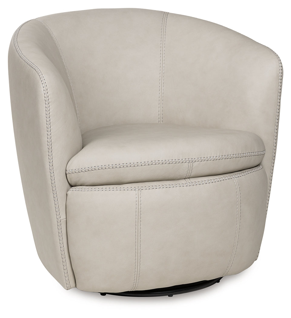 Kierreys Leather Swivel Chair Bone