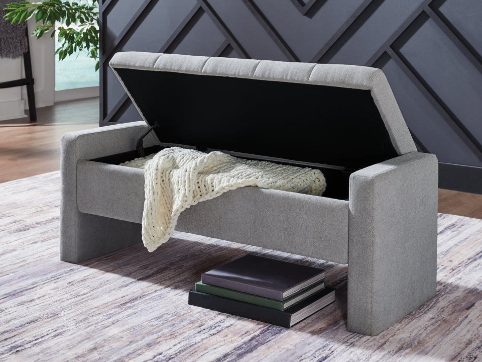 Akselman Upholstered Storage Bench – Grey