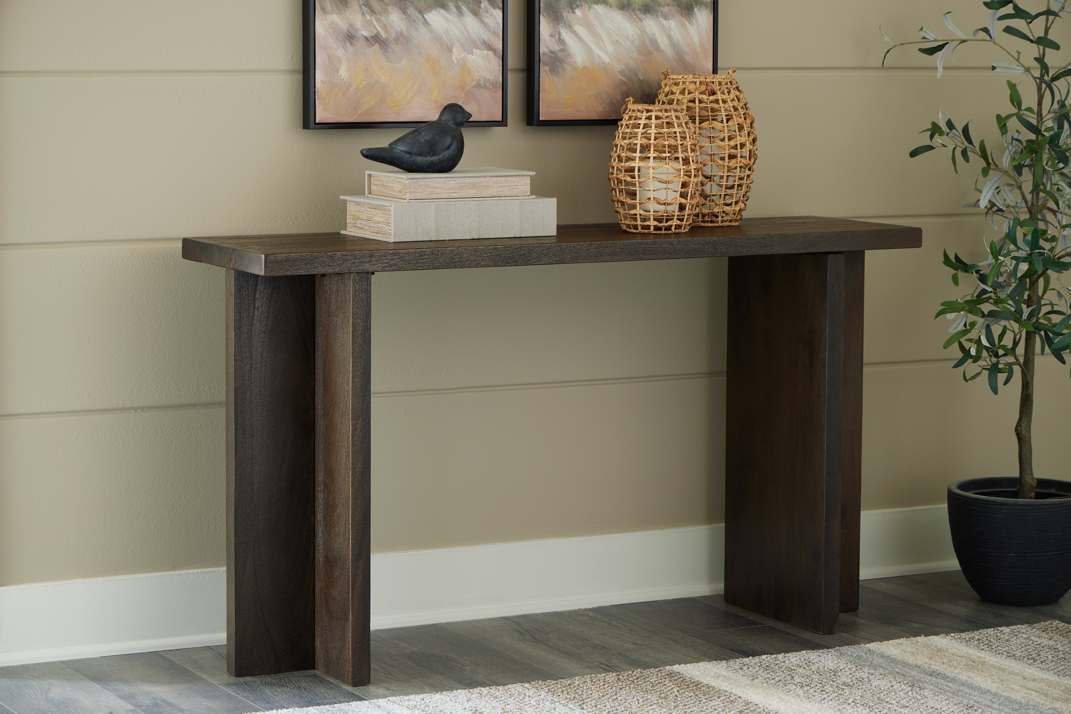 Jalenry Solid Wood Hall Stand Table – Greyish Brown