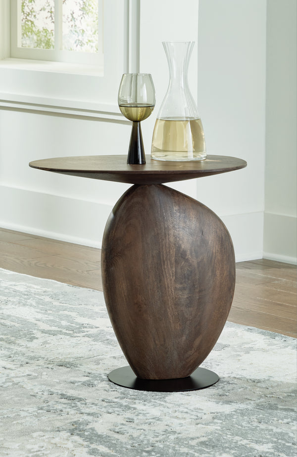 Cormmet Accent Table – Brown Mango Wood & Black Metal