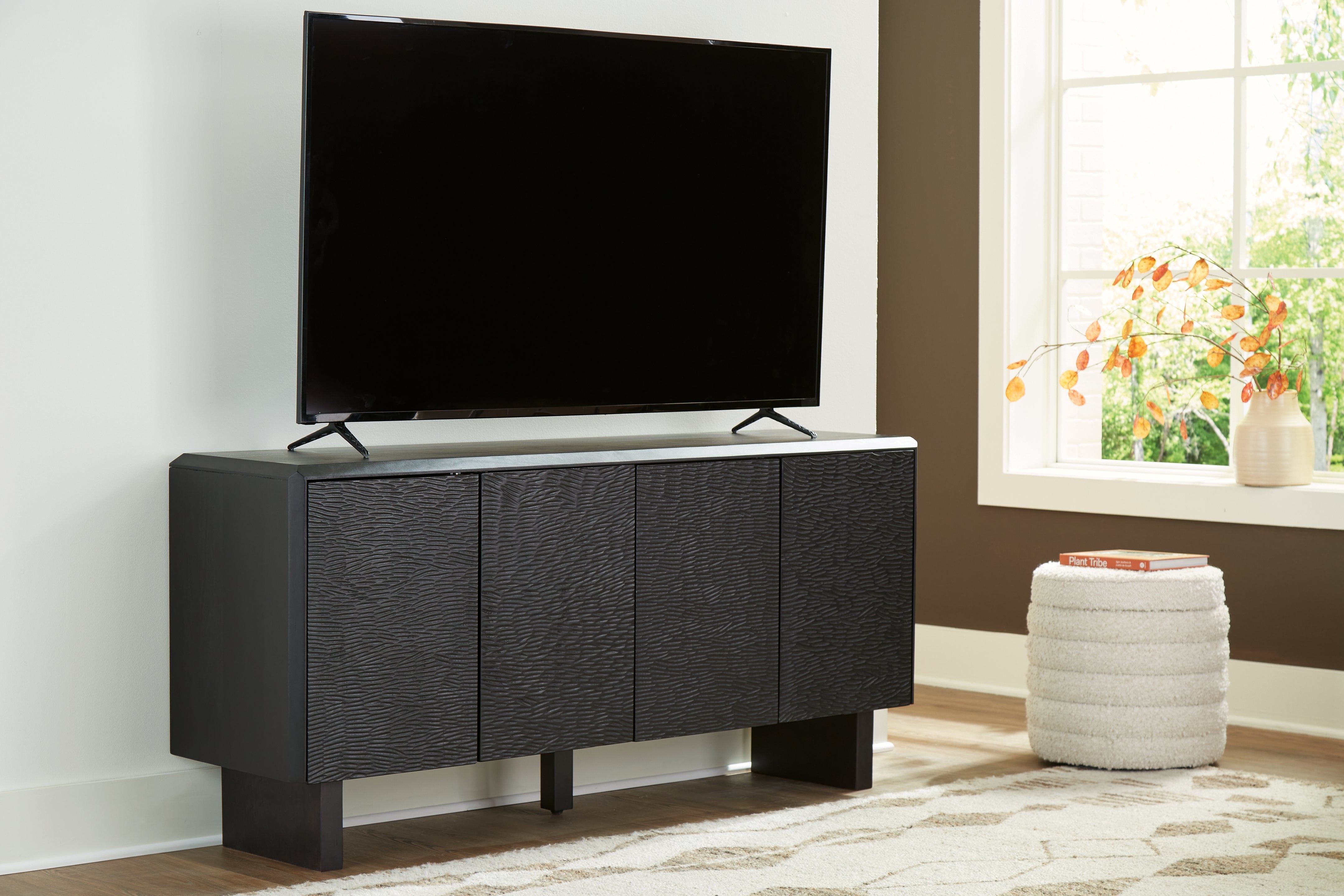 Farrelmore Solid Wood Accent Cabinet in Black Finish