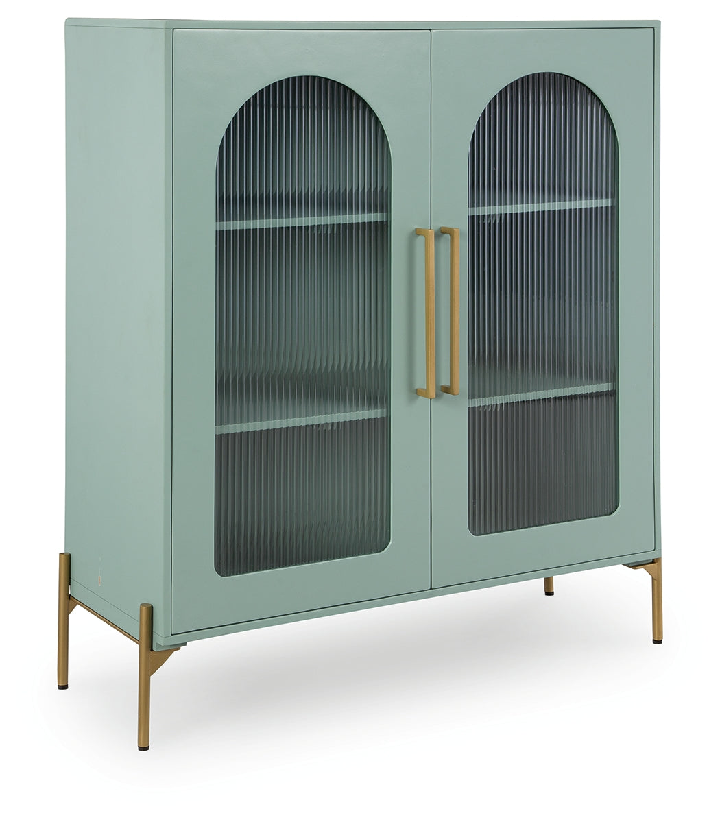 Adwen Light Green Accent Cabinet with Fluted Glass Doors