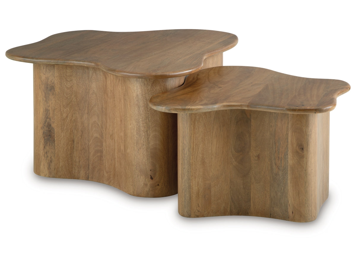 Abeford Organic Accent Coffee Table Set of 2 – Solid Mango Wood