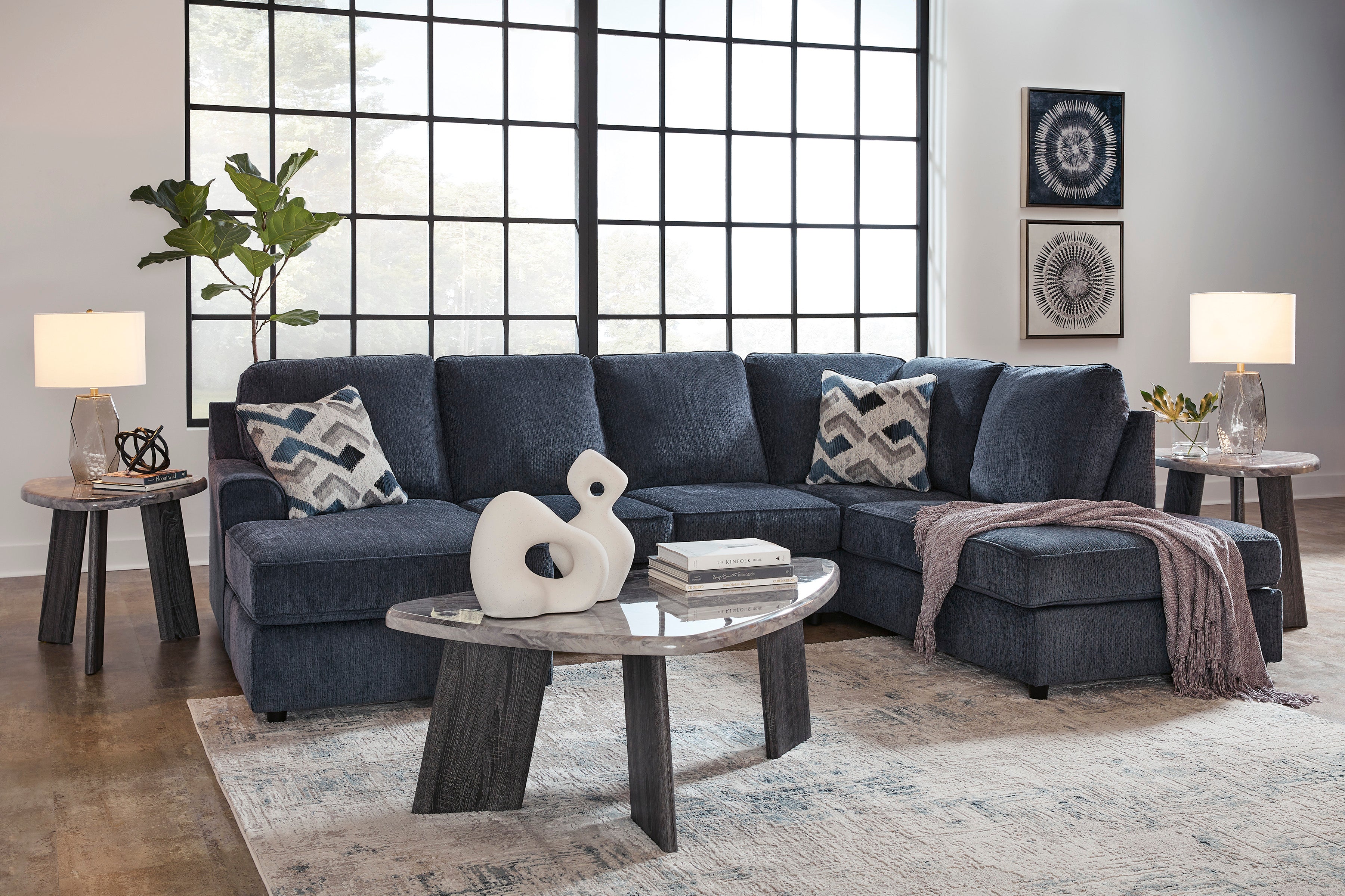 Albar Place Right Arm Corner Chaise Cobalt Fabric