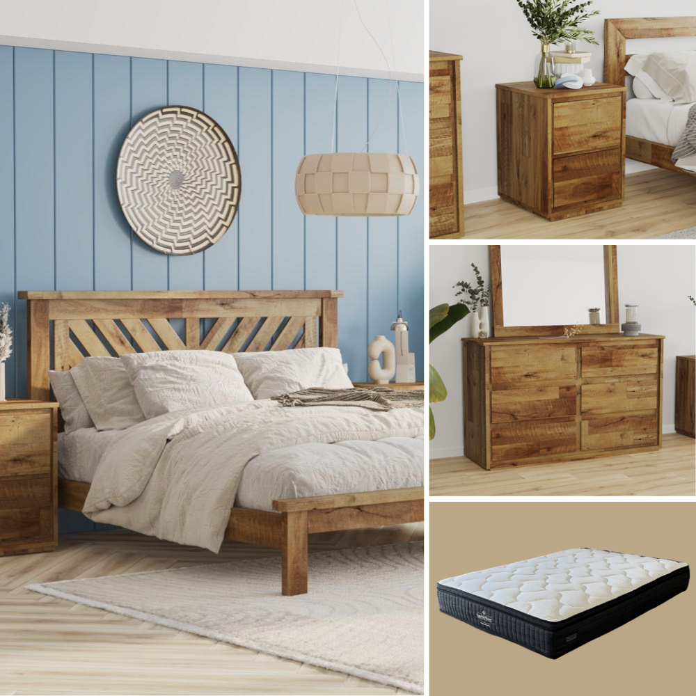 Avalon 5 Piece Double Bedroom Package with Dresser - Reclaimed