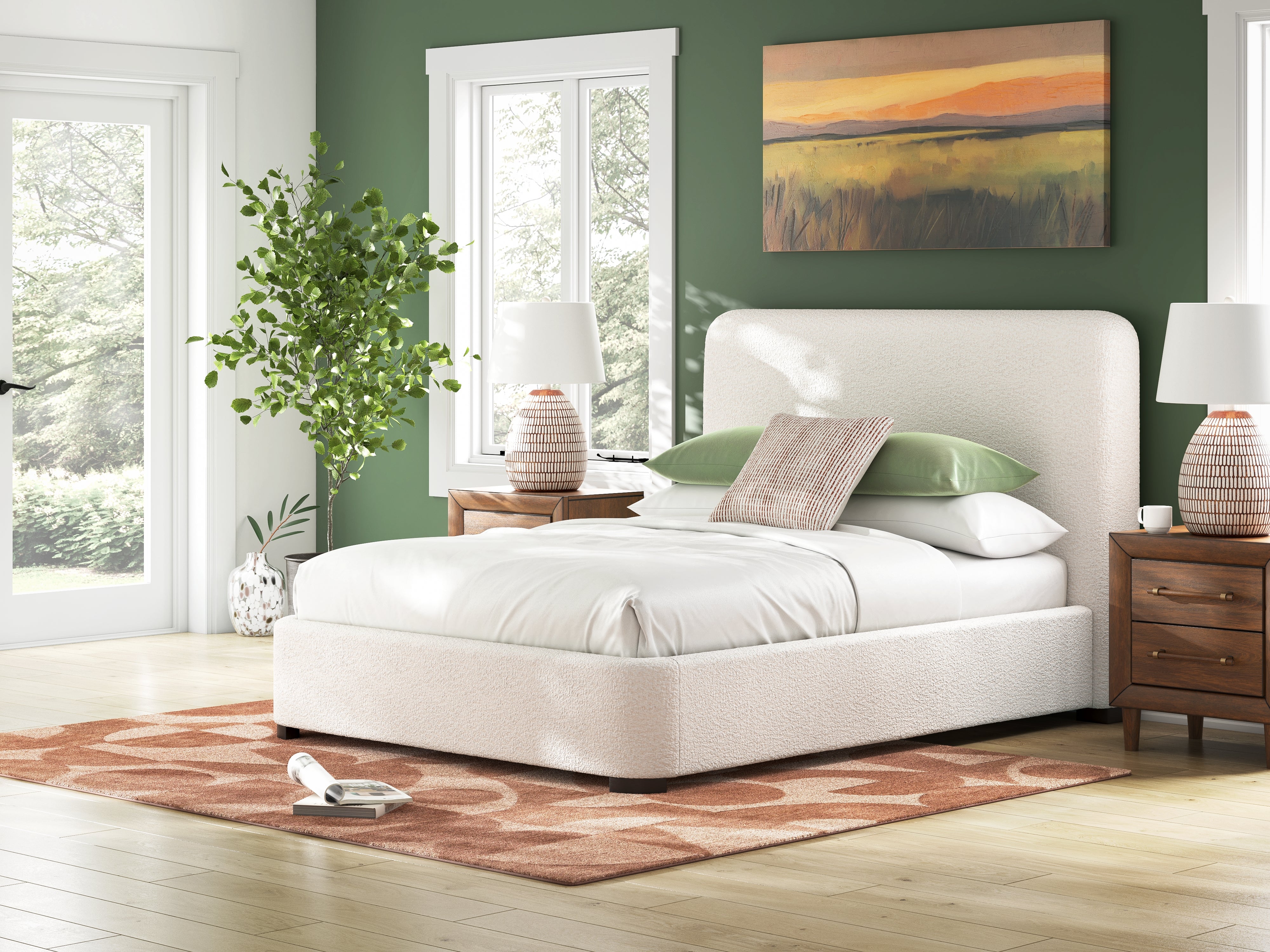Whittgate Queen Upholstered Bed – Beige Fabric