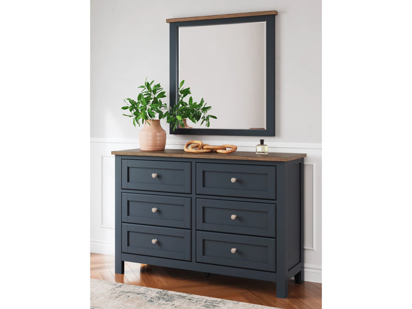 Landocken 6-Drawer Two-Tone Dresser & Mirror Set