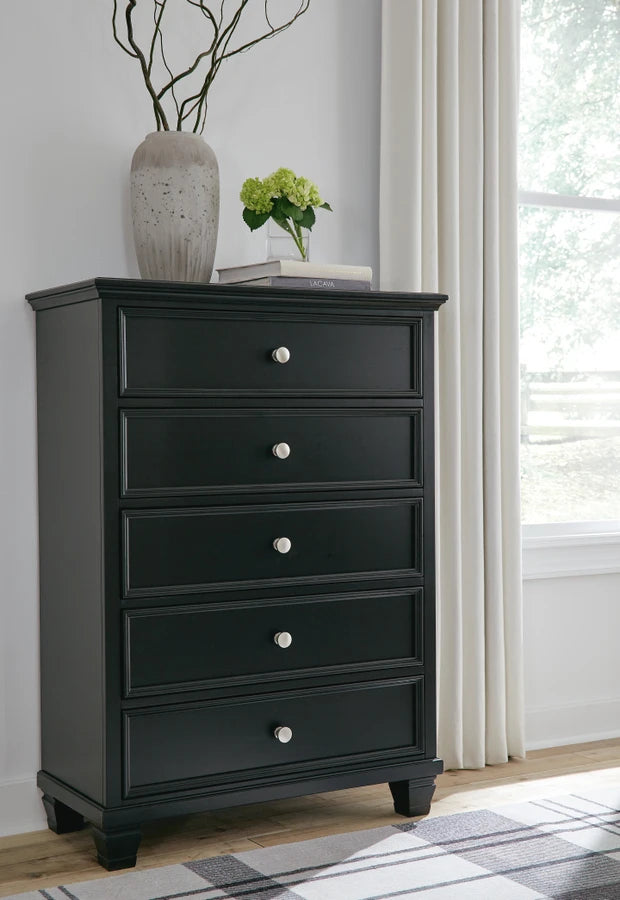 Lanolee Tallboy Chest of Drawers – Black