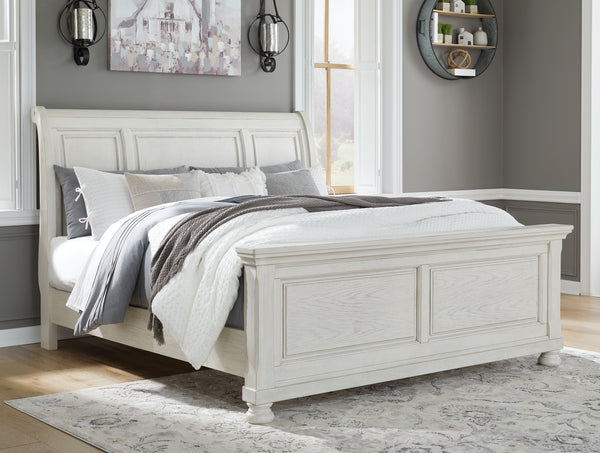 Robbinsdale Queen Sleigh Bed - Antique White Finish