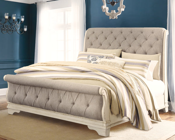 Realyn Queen Upholstered Sleigh Bed – Two-Tone French Cottage Style