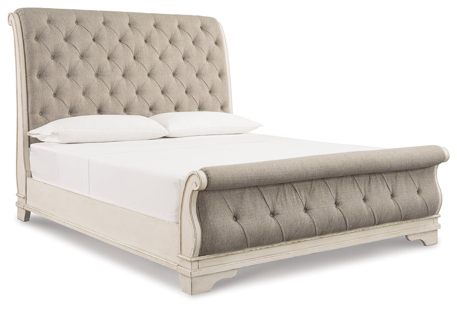 Realyn Queen Upholstered Sleigh Bed – Two-Tone French Cottage Style