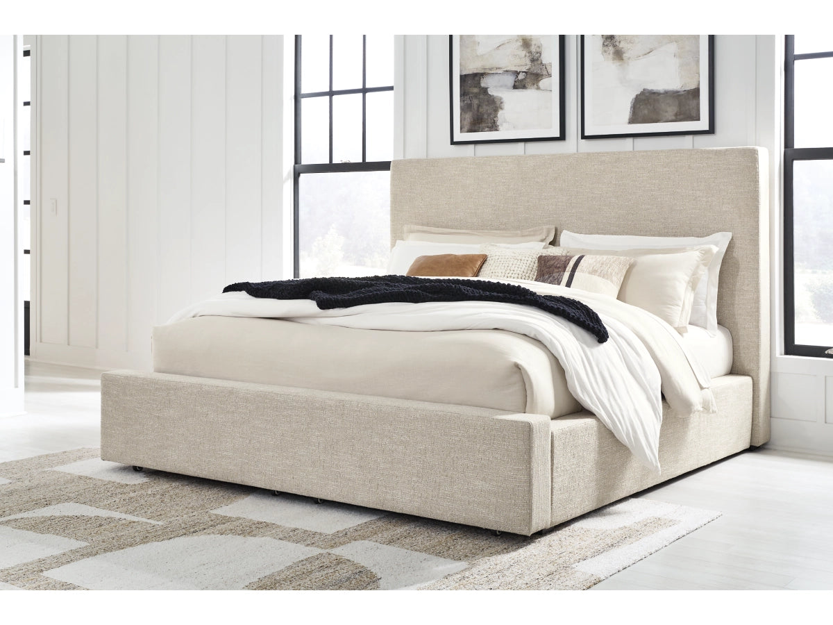 Kristiland King Upholstered Storage Bed in Neutral Fabric
