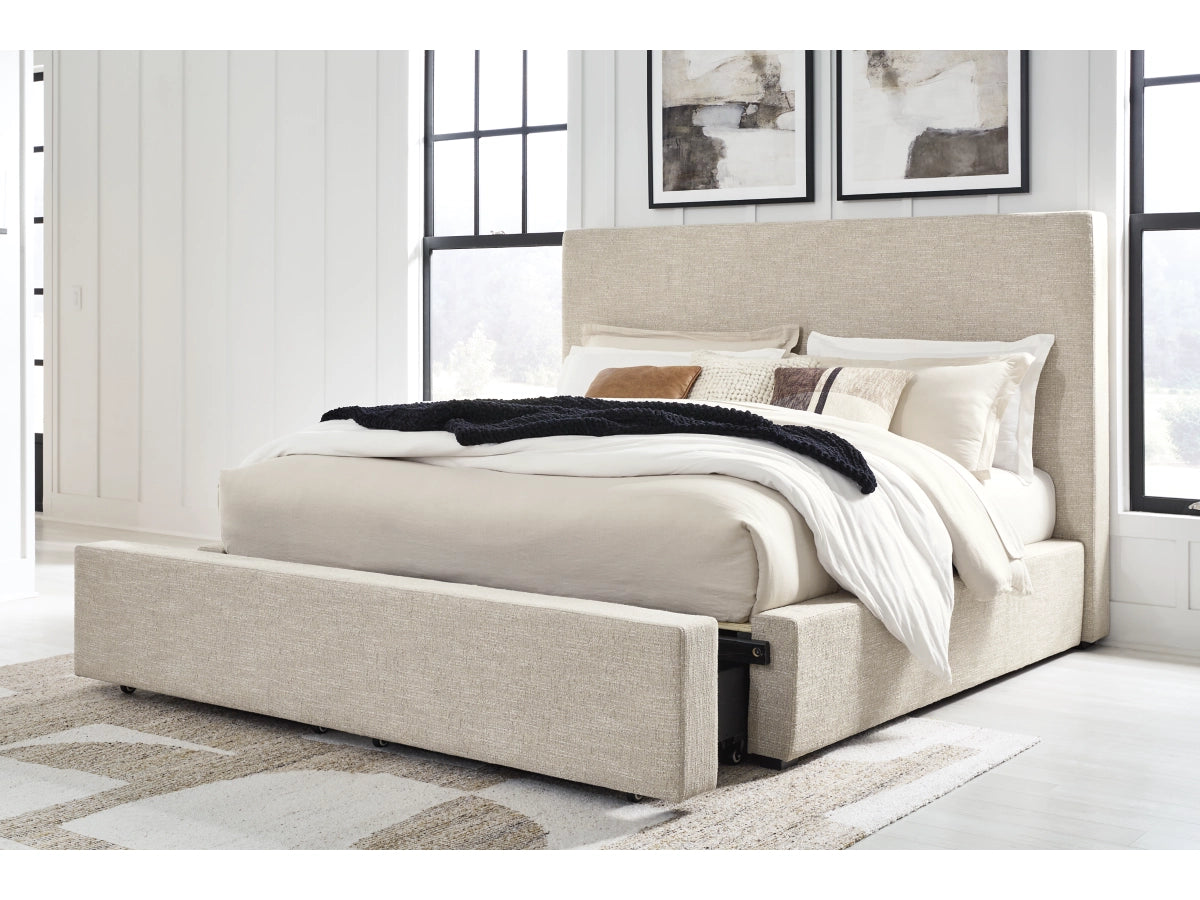 Kristiland King Upholstered Storage Bed in Neutral Fabric