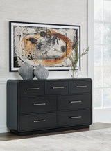 Rowanbeck 7-Drawer Dresser in Textured Black Finish